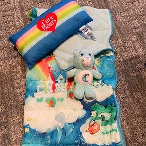 American Girl Care Bears sleeping bag, pillow & bear